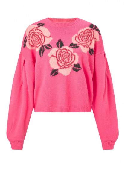 Miss Selfridge Pink Floral Intarsia Knitted Jumper