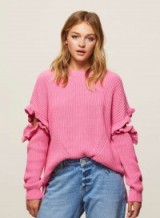 Miss Selfridge Pink Frill Elbow Knitted Jumper