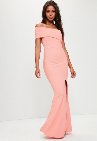 Missguided pink one shoulder maxi dress – long party dresses - flipped