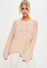 missguided pink pearl knitwear jumper | soft slouchy jumpers | knitwear