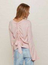 MISS SELFRIDGE Pink Ruched Bow Back Knitted Sweatshirt
