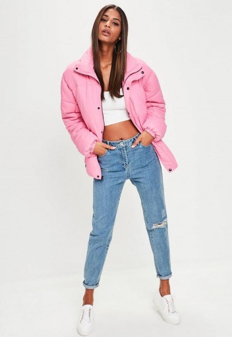 missguided pink ultimate oversized padded jacket - flipped