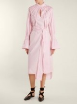 TEIJA Pintucked bell-cuff cotton dress ~ pink shirt dresses ~ luxe style