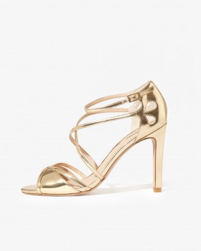 PHASE EIGHT PIPPA LEATHER SANDALS / gold metallic strappy heels - flipped