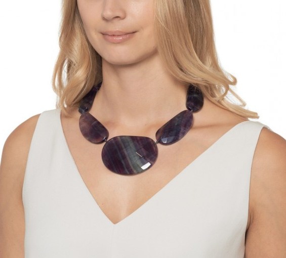 LOLA ROSE Pips Necklace ~ statement gemstone jewellery ~ rainbow fluorite necklaces - flipped