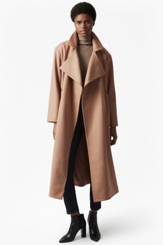 French Connection PLATFORM FELT CINCHED WAIST COAT / stylish longline winter coats - flipped