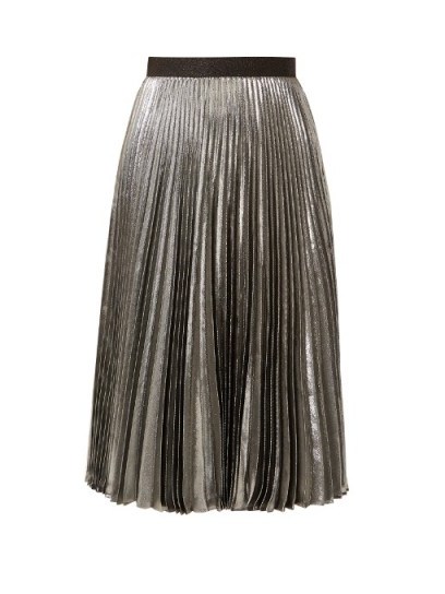 CHRISTOPHER KANE Pleated silk-blend lamé skirt ~ silver metallic skirts - flipped