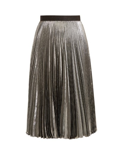CHRISTOPHER KANE Pleated silk-blend lamé skirt ~ silver metallic skirts