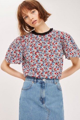 Topshop Poppy Print Poplin T-Shirt | wide sleeve floral t-shirts - flipped