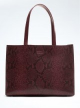 Banana Republic Portfolio Structured Snake-Effect Leather Tote ~ burgundy handbags