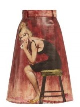 PRADA Poster girl-print coated-cotton midi skirt ~ printed A-line skirts