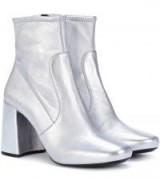 PRADA Metallic silver leather ankle boots