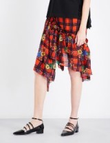 PREEN LINE Chloe floral check-print crepe skirt ~ red tartan skirts ~ plaid & floral prints