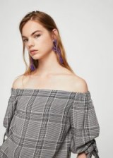 MANGO Prince of Wales blouse KNOT | check print off the shoulder tops