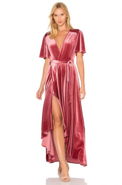 Privacy Please X REVOLVE KRAUSE DRESS – deep rose-pink velvet evening dresses - flipped
