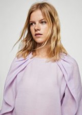 MANGO Puffed-shoulder blouse TOPPI | pleated lilac blouses