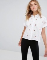 Pull&Bear Embroidered Boxy Shirt ~ floral shirts