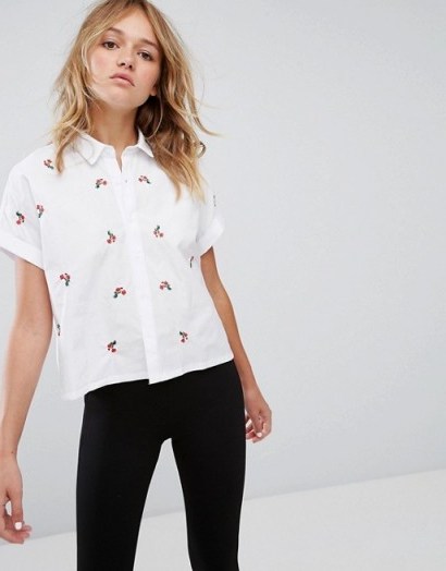 Pull&Bear Embroidered Boxy Shirt ~ floral shirts - flipped