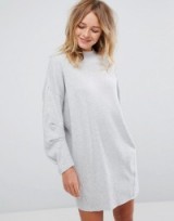 Pull&Bear Jumper Dress With Exposed Seam ~ high neck sweater dresses ~ soft grey knitwear