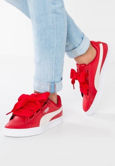 Puma BASKET HEART DE Trainers toreador/white | red thick lace up sneakers - flipped