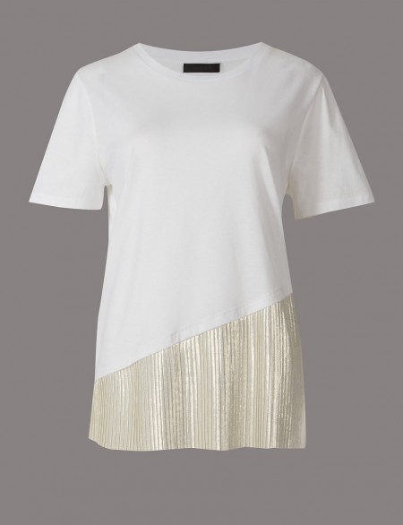 AUTOGRAPH Pure Cotton Metallic Short Sleeve T-Shirt ~ m&s tops