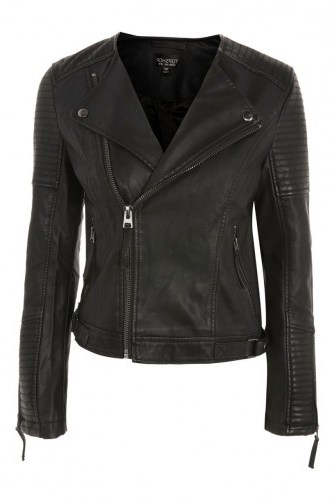 TOPSHOP Quilted Faux Leather Biker Jacket - flipped