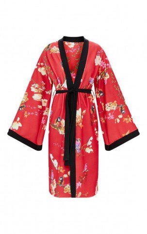 PRETTY LITTLE THING RED ORIENTAL BELTED KIMONO JACKET - flipped