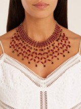 ROSANTICA BY MICHELA PANERO Rete bead-embellished necklace ~ red beaded statement necklaces