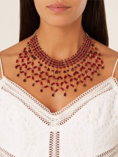 ROSANTICA BY MICHELA PANERO Rete bead-embellished necklace ~ red beaded statement necklaces - flipped