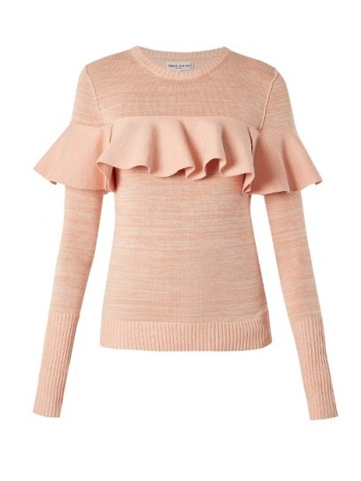 APIECE APART Ruffled cotton-blend sweater | pink ruffle sweaters | luxe knitwear - flipped