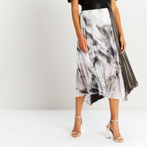 COAST Samira Printed Metallic Skirt | asymmetric pleated skirts - flipped