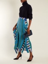 DIANE VON FURSTENBERG Saxon striped asymmetric silk skirt | blue draped skirts