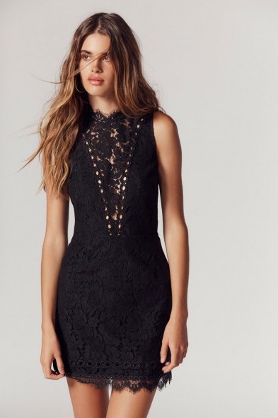 SAYLOR Cherie Bodycon Dress ~ black lace open back dresses - flipped