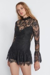 FREE PEOPLE Nellie Lace Playsuit ~ black semi sheer playsuits