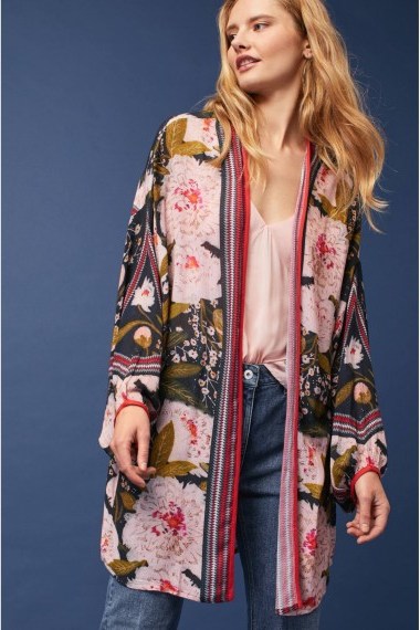 Anthropologie Scarlett Peony Kimono / floral kimonos / lightweight jackets - flipped