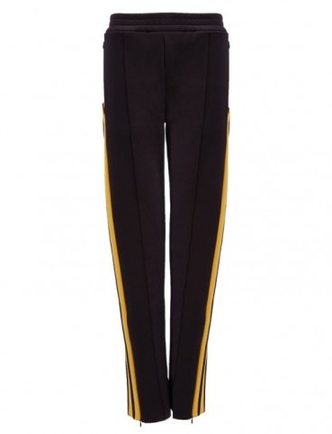 JOSEPH Scuba Track Pants / casual trousers / sportswear fashion / black pant with yellow side stripe - flipped