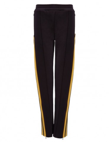 JOSEPH Scuba Track Pants / casual trousers / sportswear fashion / black pant with yellow side stripe