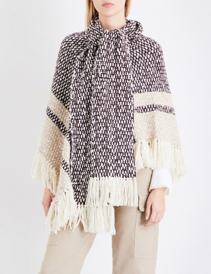 SEE BY CHLOE Fringed wool-knit poncho