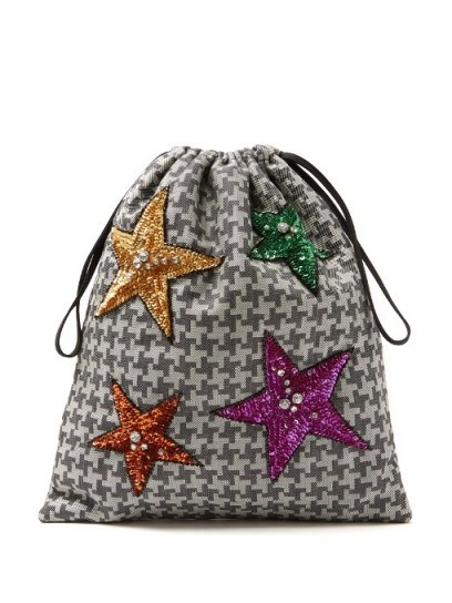 ATTICO Sequin-embellished hound’s-tooth drawstring pouch - flipped