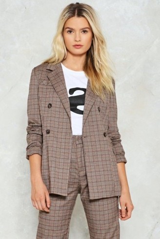 Nasty Gal Shake It Out Plaid Blazer ~ check suit jackets/blazers ~ suits - flipped
