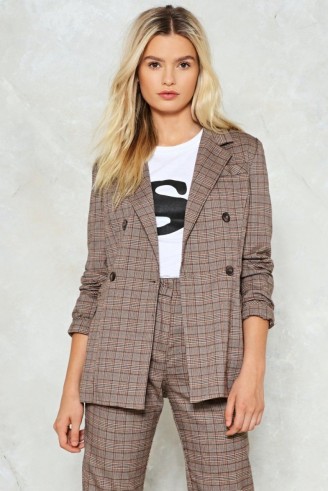 Nasty Gal Shake It Out Plaid Blazer ~ check suit jackets/blazers ~ suits