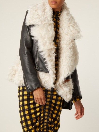 PREEN BY THORNTON BREGAZZI Shearling-trimmed leather jacket - flipped