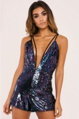 IN THE STYLE SIARRA BLACK SEQUIN PLUNGE PLAYSUIT ~ party fashion