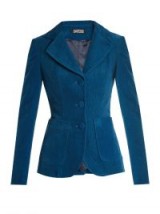 ROCKINS Single-breasted cotton-blend corduroy jacket ~ blue jackets