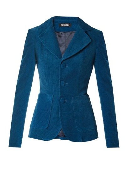 ROCKINS Single-breasted cotton-blend corduroy jacket ~ blue jackets - flipped