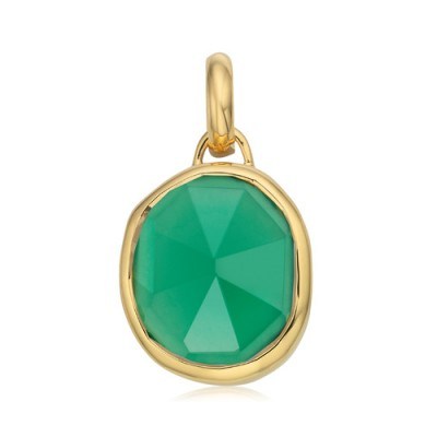 MONICA VINADER SIREN MEDIUM BEZEL PENDANT 18ct Gold Vermeil on Sterling Silver | green gemstone pendants - flipped
