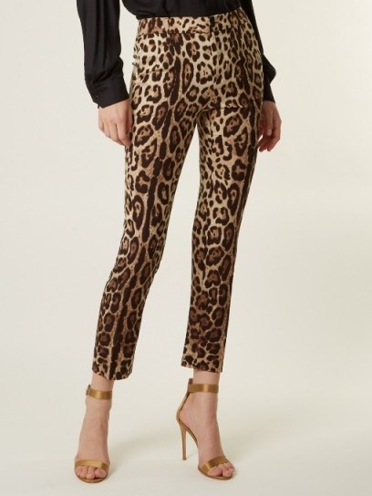 DOLCE & GABBANA Skinny-leg leopard-print stretch-silk trousers - flipped