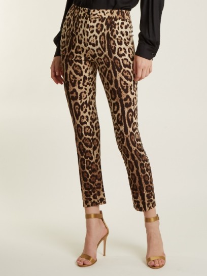DOLCE & GABBANA Skinny-leg leopard-print stretch-silk trousers