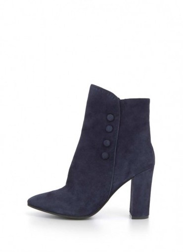 Mint Velvet SKYE NAVY SIDE BUTTON BOOT / blue suede ankle boots - flipped