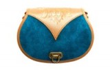 Beara Beara ROSIE TEAL Small Suede and Leather Handbag – blue and tan crossbody bags #3